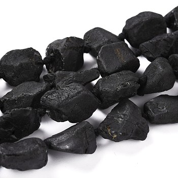 Rough Raw Natural Black Spinel Beads Strands, Nuggets, 12~16x9.5~11x6~8.5mm, Hole: 0.8mm, about 28~30pcs/strand, 16.34''(41.5cm)