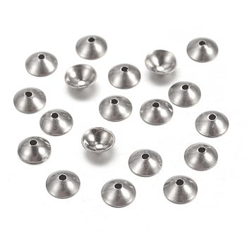 304 Stainless Steel Bead Caps, Apetalous, Half Round, 4x1mm, Hole: 0.5mm, about 151pcs/5g