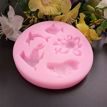 Marine Animals Shape DIY Food Grade Silicone Molds, Fondant Molds, For DIY Cake Decoration, Chocolate, Candy, UV Resin & Epoxy Resin Jewelry Making, Random Single Color or Random Mixed Color, 82x10mm