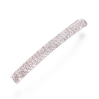 Brass Micro Pave Cubic Zirconia Beads, Tube, Clear, Platinum, 38x4x3mm, Hole: 1.5mm