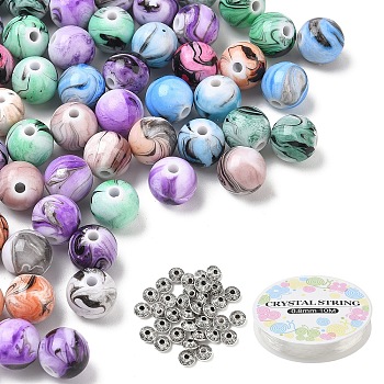 DIY Acrylic Beads Stretch Bracelets Making Kits, Mixed Color, Beads: 6~10x3~9.5mm, Hole: 2mm, 150pcs