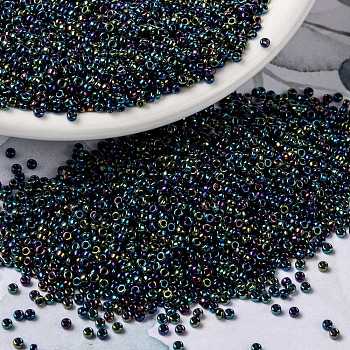 MIYUKI Round Rocailles Beads, Japanese Seed Beads, (RR455) Metallic Variegated Blue Iris, 15/0, 1.5mm, Hole: 0.7mm, about 5555pcs/bottle, 10g/bottle