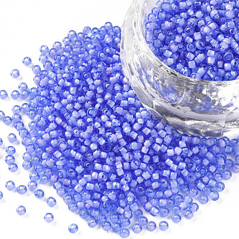 12/0 Grade A Round Glass Seed Beads, Transparent Inside Colours, Mauve, 2x1.5mm, Hole: 0.7mm, about 48500pcs/pound