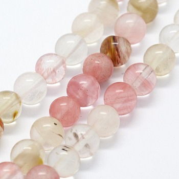 Tigerskin Glass Beads Strands, Round, 10mm, Hole: 1mm, about 37pcs/strand,  14.76 inch(37.5cm)