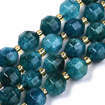 Natural Dolomite Beads Strands, Faceted, Dyed, Round, Dark Cyan, 8x8mm, Hole: 1.2mm, about 33pcs/strand, 15.16 inch~15.35 inch(38.5cm~39cm)