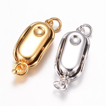 304 Stainless Steel Box Clasps, Bean, Mixed Color, 20x8x7mm, Hole: 2.5mm, pin: 1.2mm