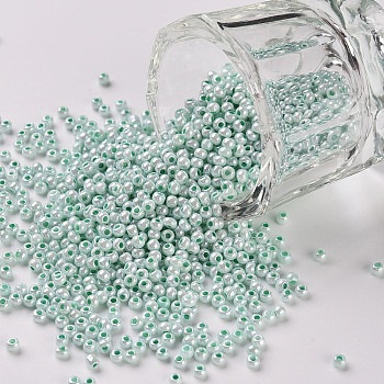 11/0 FGB Grade A Ceylon Glass Seed Beads, Round, Aquamarine, 2.3x1.5mm, Hole: 1mm, about 5300pcs/50g