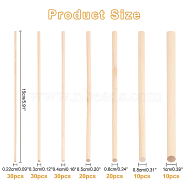 Elite 150Pcs 7 Style Round Wooden Sticks(DIY-PH0008-41)-2