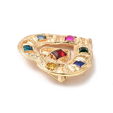 Colorful Rhinestone Double Heart Lapel Pin(JEWB-P014-06G)-3