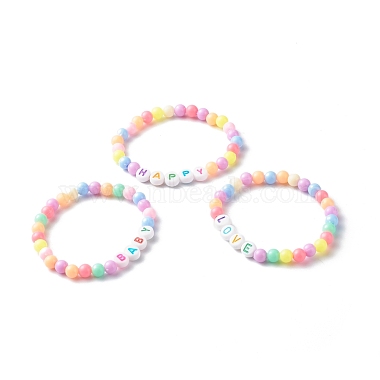 Opaque Acrylic Beads Stretch Bracelet Set for Kid(BJEW-JB06589)-2