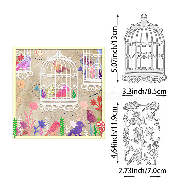 cage à oiseaux avec matrices de découpe en acier au carbone fleur pochoirs(DIY-WH0309-1298)-2