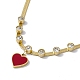 Red Acrylic Heart & Crystal Rhinestone Pendant Necklace with Herringbone Chains(NJEW-F298-10G)-1