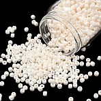TOHO 6/0 Round Beads, Japanese Seed Beads, (123L) Opaque Luster White Cream, 4mm, Hole: 1.5mm, about 168pcs/10g(X-SEED-TR06-0123L)