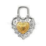 304 Stainless Steel Pendants, Hand Polished Lock with Heart Charms, Ion Plating(IP), Real Gold Plated & Stainless Steel Color, 38x27mm(STAS-OY002-74G)