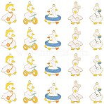 20Pcs 5 Styles Light Gold Tone Alloy Enamel Pendants, Duck, Mixed Shape, Mixed Color, 30~34x19.5~24.5x1.3~1.5mm, Hole: 1.7~2mm, 4pcs/style(ENAM-FS0004-17)