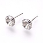 Non-Tarnish 304 Stainless Steel Post Stud Earring Settings, for Pointed Back Xilion Rivoli Rhinestone, Stainless Steel Color, Fit For: 5mm Rhinestone, 14x8mm, Pin: 0.7mm(STAS-E446-02A-P)
