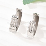 304 Stainless Steel Textured Hoop Earrings, with 316 Surgical Stainless Steel Ear Pins, Polished, Stainless Steel Color, 20x5mm(EJEW-L307-09P-01)