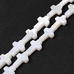 Natural Freshwater Shell Beads Strands, Religion Cross, Seashell Color, 9.5~10x6.5x2.5mm, Hole: 0.9mm, about 20pcs/strand, 7.72''(19.6cm)(X-BSHE-E026-18)