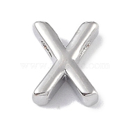 Brass Pendants, Letter Charms, Platinum, Letter X, 8.5x7x3mm, Hole: 1.5mm(KK-P266-05P-X)