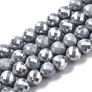 Electroplate Glass Beads Strands, AB Color Plated, Faceted, Teardrop, Gray, 8mm, Hole: 1.6mm, about 69~70pcs/strand, 20.79~22.05 inch(52.8cm~56cm)(EGLA-Q125-007A)