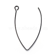 Stainless Steel Earring Hooks, with Horizontal Loop, Electrophoresis Black, 41x24.5mm, Hole: 3mm, 21 Gauge, Pin: 0.7mm(STAS-L211-11-B)