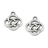 Tibetan Style Alloy Pendants, Knot, Cadmium Free & Lead Free, Antique Silver, 18.5x15.5x2mm, Hole: 2mm(X-TIBE-S301-041AS-RS)