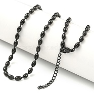 PVD Vacuum Plating 304 Stainless Steel Oval Link Chain Necklaces, Black, 16.38 inch(41.6cm)(NJEW-P315-04EB)