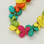 Synthetical Turquoise Beads Strands, Dyed, Butterfly, Mixed Color, 24x19x5mm, Hole: 1.5mm, about 30pcs/strand(TURQ-S134-M)