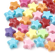 Opaque Acrylic Beads, Star, Mixed Color, 10.5x11.5x6mm, Hole: 1.8mm, about 1560~1950pcs/500g(MACR-S296-19)