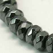 Non-Magnetic Synthetic Hematite Beads Strands, Grade A, Faceted, Rondelle, 4x2mm, Hole: 0.5mm(G-E085-4x2mm-1)