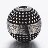 316 Surgical Stainless Steel Beads, Round, Gunmetal, 10x9.5mm, Hole: 2mm(STAS-F160-01B)
