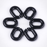 Acrylic Linking Rings, Quick Link Connectors, For Jewelry Chains Making, Oval, Black, 24x18x5mm, Hole: 13x7mm, about 400pcs/500g(OACR-S029-54A-04)
