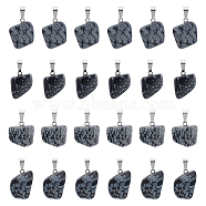 24Pcs Natural Snowflake Obsidian Pendants, with Stainless Steel Snap On Bails, Nuggets, Stainless Steel Color, 15~35x10~20x5~15mm, Hole: 3x7.5mm(G-UN0001-16B)