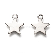 201 Stainless Steel Charms, Laser Cut, Star, Stainless Steel Color, 9.5x8x0.5mm, Hole: 1.4mm(STAS-B001-14B-P)