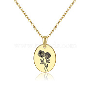 Brass Birth Month Flower Pendant Necklace, Floral Dainty Jewelry for Women, June Rose, 17.72 inch(45cm)(HUDU-PW0001-034F-1)