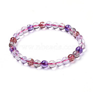 Natural Quartz Beads Stretch Bracelets, Round, 2 inch(5cm), Beads: 6mm(BJEW-P160-04C)