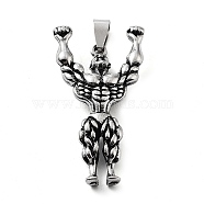 Tibetan Style Alloy Pendants, Sports Charms, Antique Silver, 44.5x24x7mm, Hole: 7.5x4mm(TIBE-L012-038AS-02)