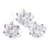 Transparent Acrylic Beads, Faceted, Flower, Half Plated, White, 24x22x7mm, Hole: 2mm(OACR-H118-06B)