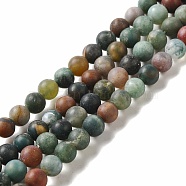 Natural Indian Agate Beads Strands, Frosted, Round, 6~6.5mm, Hole: 1mm, about 63pcs/strand, 15.5 inch(G-Q462-6mm-08)
