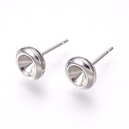 304 Stainless Steel Post Stud Earring Settings, for Pointed Back Xilion Rivoli Rhinestone, Stainless Steel Color, Fit For: 5mm Rhinestone, 14x8mm, Pin: 0.7mm(STAS-E446-02A-P)