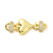 Eco-friendly Rack Plating Brass Micro Pave Clear Cubic Zirconia Connector Charms, Cadmium Free & Lead Free, Long-Lasting Plated, Heart Links, Real 18K Gold Plated, 35x14.5x4.5mm, Hole: 1.5x3mm(KK-F843-05G)