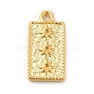 Ion Plating(IP) 304 Stainless Steel Pendants, Rectangle with Sun, Real 18K Gold Plated, 20.5x10x2mm, Hole: 1.6mm(STAS-H172-10G)