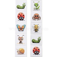 Cartoon Insect Picture Paper Stickers, Mixed Color, 25x25mm, 500pcs/roll(STIC-M002-01B)