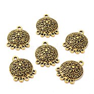 Tibetan Style Alloy Chandelier Components, Flat Round, Antique Golden, 28x21.5x4mm, Hole: 2mm and 2.5mm(PALLOY-F213-03AG)