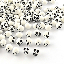 Opaque Acrylic Beads, Skull, White, 10x8x9mm, Hole: 2mm(X-SACR-S747-10)