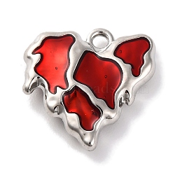 Alloy Enamel Pendants, Heart Charm, Platinum, 17x16.5x4mm, Hole: 1.6mm(FIND-U024-02P-01)