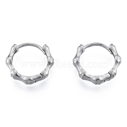 316 Surgical Stainless Steel Bamboo Stick Hoop Earrings for Men Women, Stainless Steel Color, 14.5x15.5x3.5mm, Pin: 1mm(EJEW-N052-12)