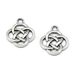 Tibetan Style Alloy Pendants, Knot, Cadmium Free & Lead Free, Antique Silver, 18.5x15.5x2mm, Hole: 2mm(X-TIBE-S301-041AS-RS)