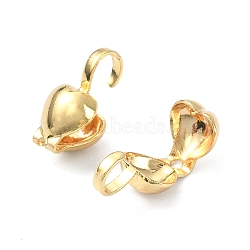 Brass Bead Tips, Calotte Ends, Clamshell Knot Cover, Heart, Real 18K Gold Plated, 15x5mm, Hole: 3mm, Inner Diameter: 4x4.5mm(KK-B072-28G)