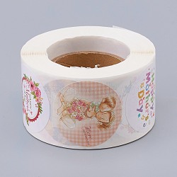 Self-Adhesive Paper Stickers, for Mother's Day, Decorative Presents, Round, Colorful, 38mm, 500pcs/roll(X-DIY-A006-E01)